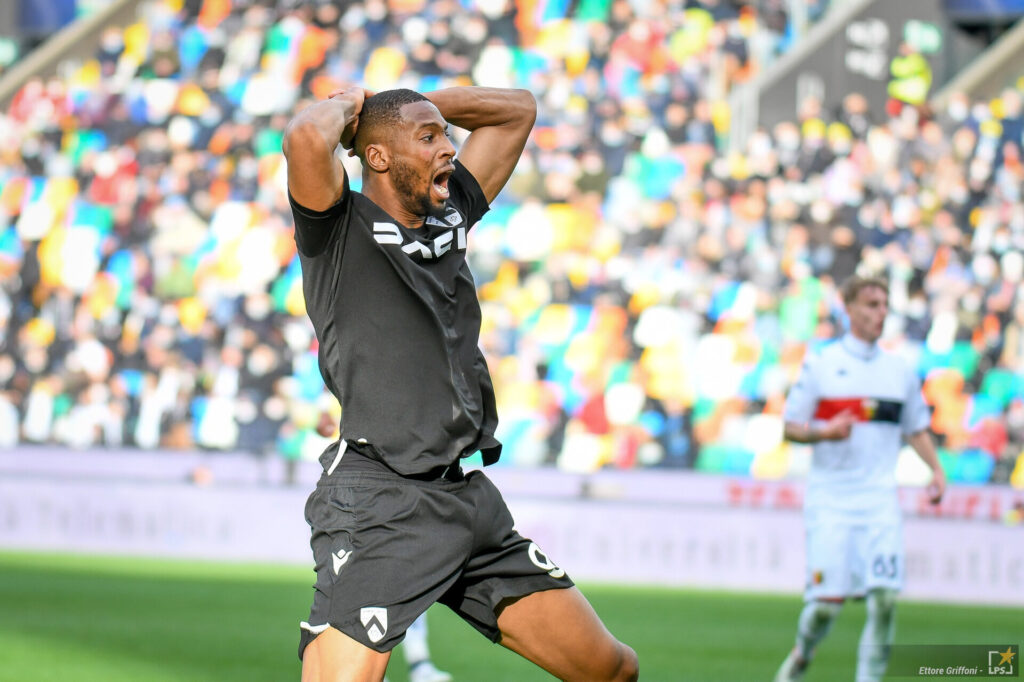 Norberto Beto(Udinese) reagisce dopo aver fallito un gol