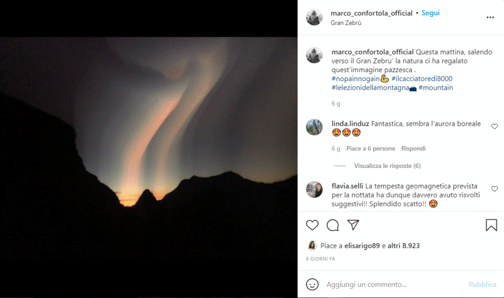 Marco Confortola e lo scatto dell'aurora boreale