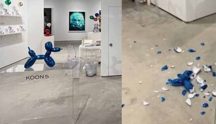 “Dog Balloons” di Jeff Koons è stata ridotta in frantumi